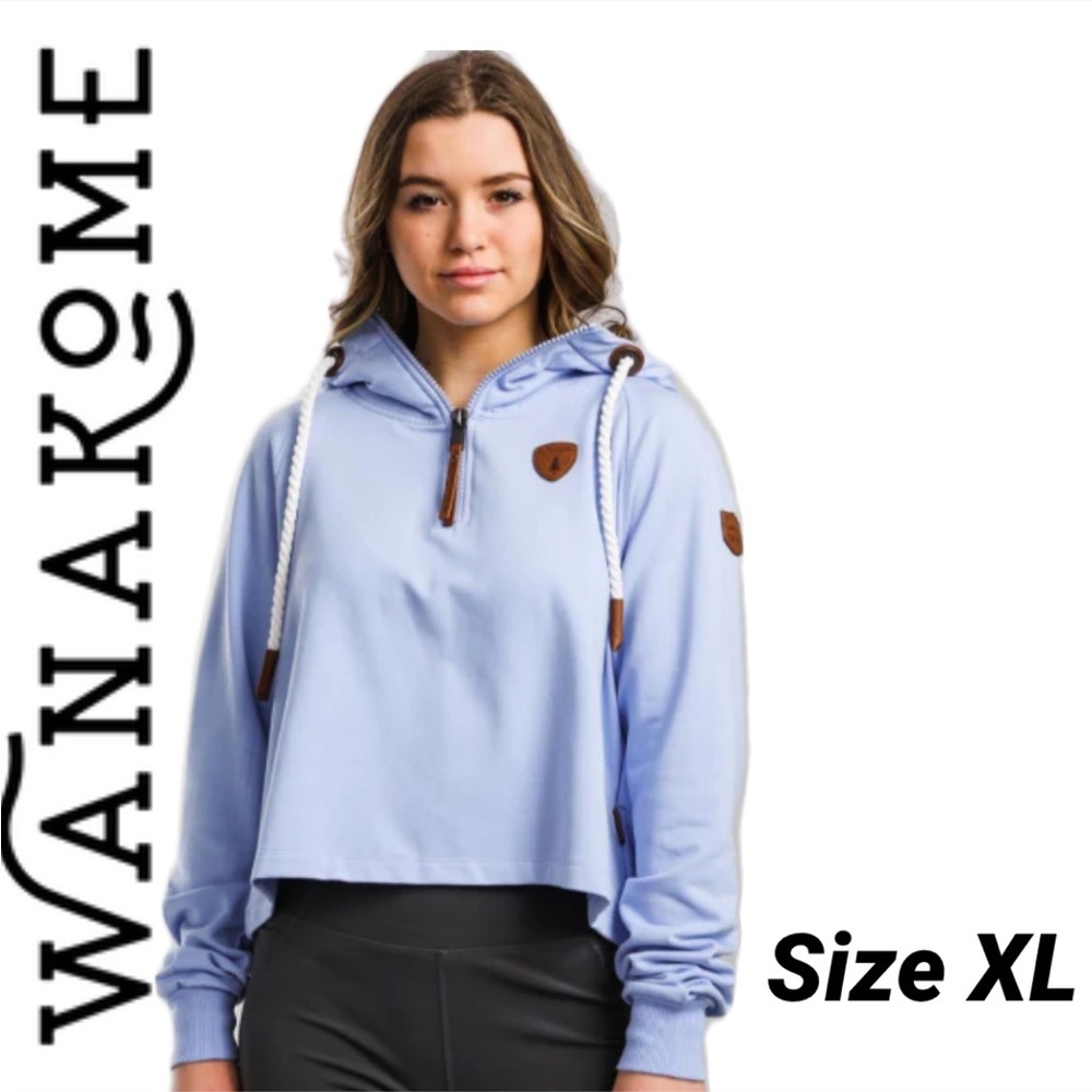 Wanakome LEELEE LUX BABY BLUE JAY HALF-ZIP HOODIE size XL
